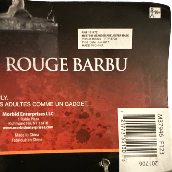 Morbid Enterprises Adult Bearded Red Jester Mask NWT - Picture 4 of 4